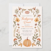 Moderne Thanksgiving Diner Pompoen & Herfstbladere Kaart (Voorkant)