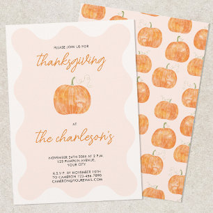 Moderne Thanksgiving Diner Waterverf Pompoen Kaart
