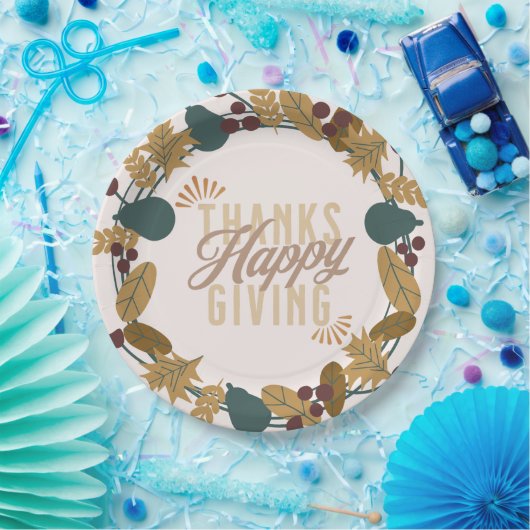 Moderne Thanksgiving Dinner Party Wreater Papieren Bordje (Feest)
