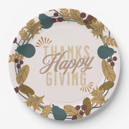 Moderne Thanksgiving Dinner Party Wreater Papieren Bordje (Voorkant)