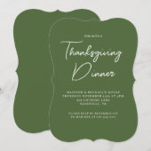 Moderne Thanksgiving Dinner Salie Groen Wit Schrif Kaart (Voorkant / Achterkant)