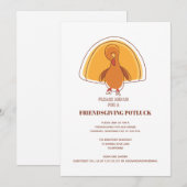 Moderne Thanksgiving Friendsgiving Turkey Potluck Kaart (Voorkant / Achterkant)