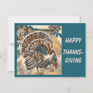 Moderne Thanksgiving Turkije Post Kaart