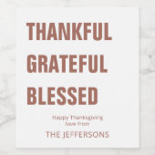 Moderne | Thanksgiving Wine Étiquette (Étiquettes simples)