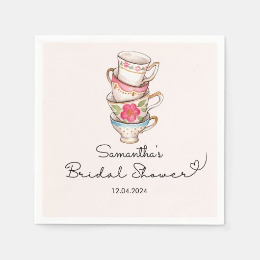 Moderne Theeparty Bruiloft Bridal Shower Servet (Voorkant)