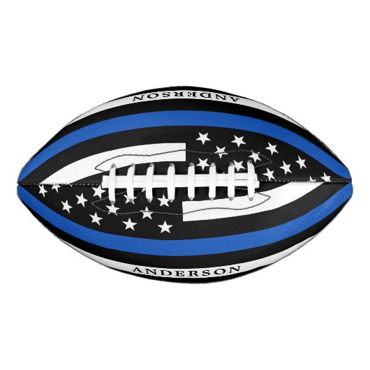 Moderne Thin Blue Line Personalized politieman American Football (Voorkant)