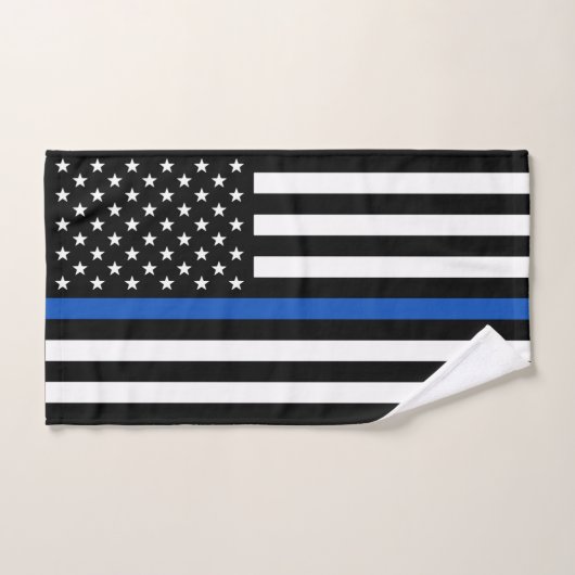 Moderne Thin Blue Line Personalized politieman Bad Handdoek (Handdoek)