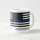 Moderne Thin Blue Line Personalized politieman Extra Grote Beker (Voorkant rechts)