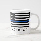 Moderne Thin Blue Line Personalized politieman Extra Grote Beker (Rechts)