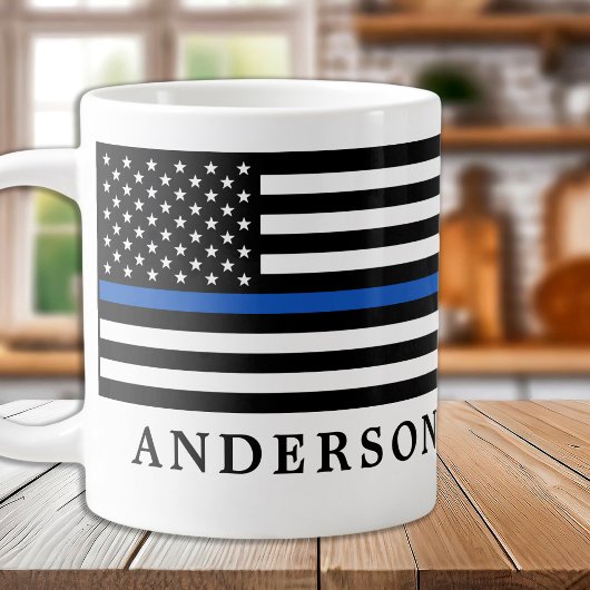 Moderne Thin Blue Line Personalized politieman Extra Grote Beker