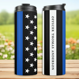 Moderne Thin Blue Line Personalized politieman  Thermosbeker
