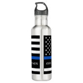 Moderne Thin Blue Line Personalized politieman Waterfles (Achterkant)