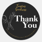Moderne Thuisgebakken Producten Dank Je Black Ronde Sticker (Voorkant)