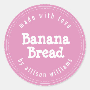 Moderne Thuisgemaakte Banaanbrood Fuchsia Roze Ronde Sticker