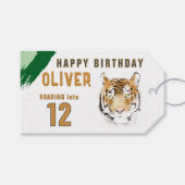 Moderne Tiger Head Waterverf Oerwoud Verjaardag Cadeaulabel (Voorkant (Horizontaal))