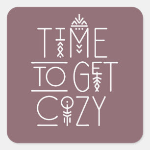 Moderne tijd om gezellig design te krijgen vierkante sticker
