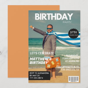 Moderne tijdschriftcover voor hem 37e verjaardag kaart