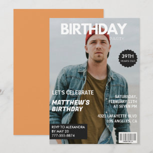 Moderne tijdschriftcover voor hem 39e verjaardag kaart
