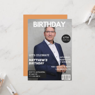 Moderne tijdschriftcover voor hem 67e verjaardag kaart