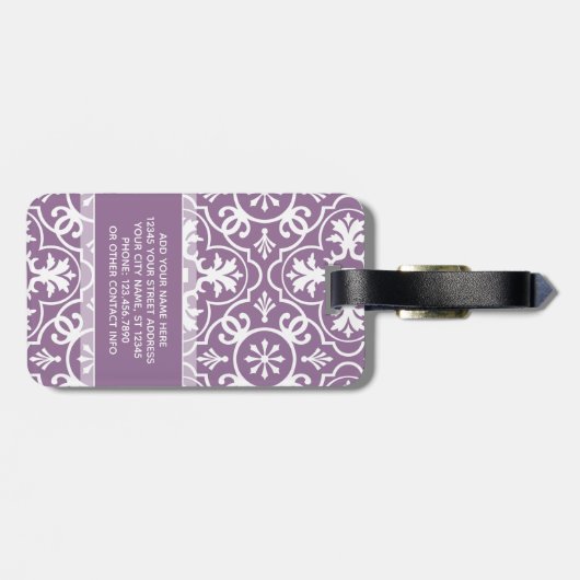 Moderne Tile Pattern Contact Information - orchid Bagagelabel (Achterkant horizontaal)