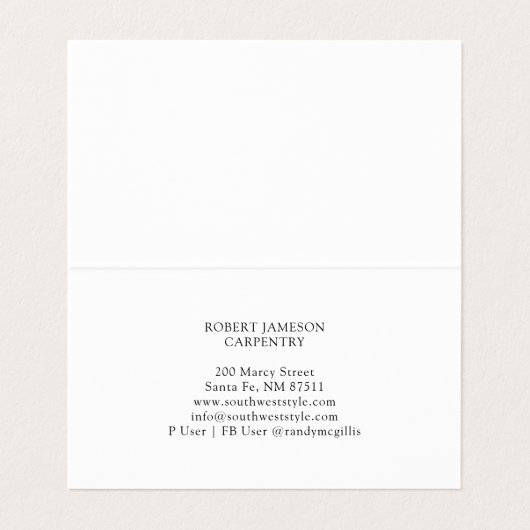 Moderne timmerman visitekaartjes (Binnenkant ongevouwen)