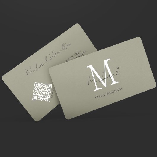Moderne Tin Monogram QR-code Visitekaartje