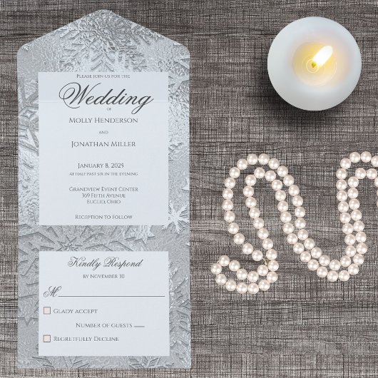 Moderne tinten van Ice Blue Sneeuwvlok All In One Uitnodiging