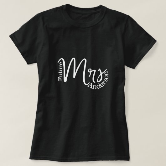 moderne toekomst Mrs. script vrijgezellenbruid T-shirt (Design voorkant)