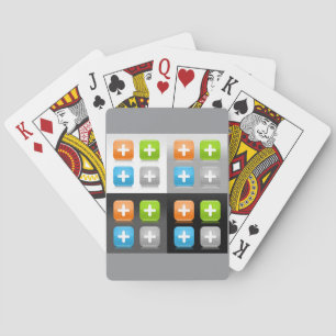 Moderne Toevoeging Wiskunde Symbool Glanzende Glas Pokerkaarten