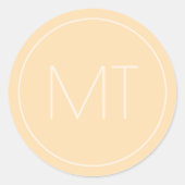 Moderne tonal Initialen Wedding met champagne Ronde Sticker (Voorkant)