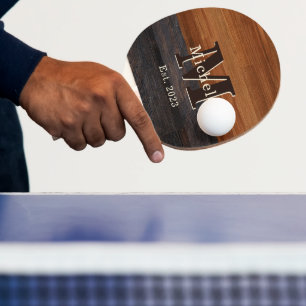 Moderne toon monogram hout 2 tafeltennisbatje