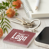 Moderne Topaz & Witte Logo QR-code Sleutelhanger (Voorkant Rechts)