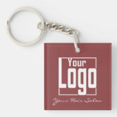 Moderne Topaz & Witte Logo QR-code Sleutelhanger (Voorkant)