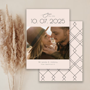 Moderne Topografie Blush Wedding Foto Save The Date
