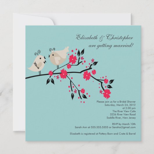 Moderne Tortelduifjes Bridal Shower Kaart (Voorkant)