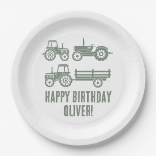 Moderne Tractor Kinderverjaardagsfeestje  Papieren Bordje
