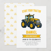 Moderne Tractor Verjaardagsfeestuitnodiging Kaart (Voorkant / Achterkant)