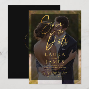 Moderne transparante overlay foto save the date In Kaart
