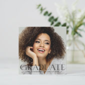 Moderne, transparante tekst Afstudeerder foto Aankondiging (Staand voorkant)