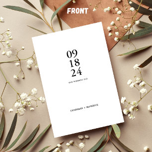 Moderne Trend Bold Script Zwart & Wit Trouwen Kaart