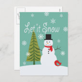 Moderne trends wintersneeuwman feestdagenkaart (Voorkant / Achterkant)