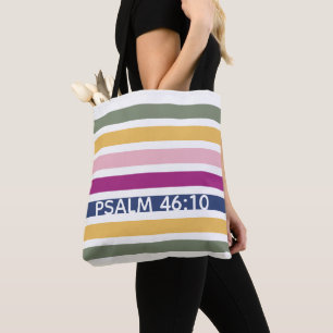 Moderne trendstriped Christelijke PSALM 46:10 Draagtas
