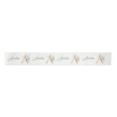Moderne trendy A monogram groene bladfolie en goud Lint (Voorkant)