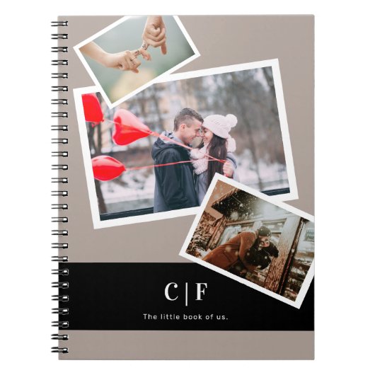 Moderne trendy aangepaste foto-monogram notitieboek (Voorkant)