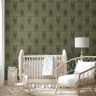 Moderne trendy Afrikaanse modderdoek groen Behang