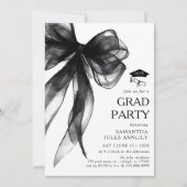 Moderne trendy Black Bow Graduation Party Kaart (Voorkant)