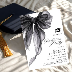 Moderne trendy Black Bow Graduation Party Kaart