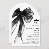 Moderne trendy Black Bow Graduation Party Kaart (Voorkant / Achterkant)