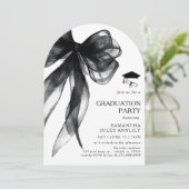 Moderne trendy Black Bow Graduation Party Kaart (Staand voorkant)