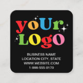 Moderne Trendy Black Custom Logo en QR-code Vierkante Visitekaartje (Voorkant)